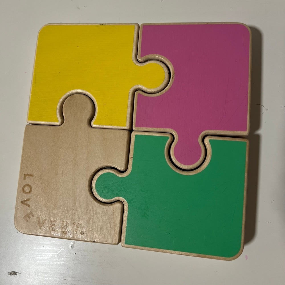 Lovevery Wooden Chunky Puzzle Pieces Multicolor Double Sided Toddler Toy 4pc